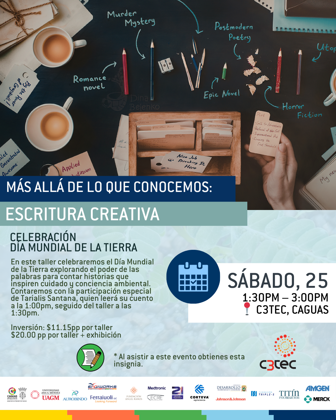 Taller Más Allá de lo que Conocemos: Más Allá de lo que Conocemos: Escritura Creativa Celebración Día Mundial de la Tierra | 25 de abril de 2026