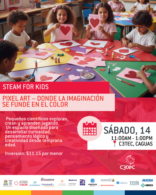 Taller STE[a]M For Kids:  Pixel Art – Donde la Imaginación  se funde en el color | 14 de febrero de 2026